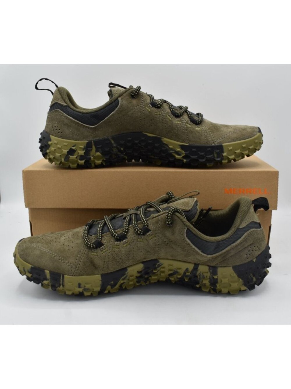 Merrell Mens Size 10 Wrapt Olive Green Leather Lace Up Sneakers Shoes - Picture 9 of 11
